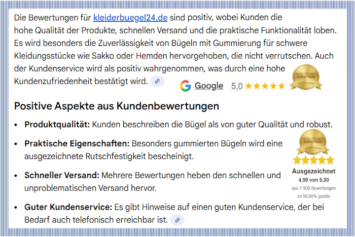 Ausgezeichneter Service - unsere Bewertungen